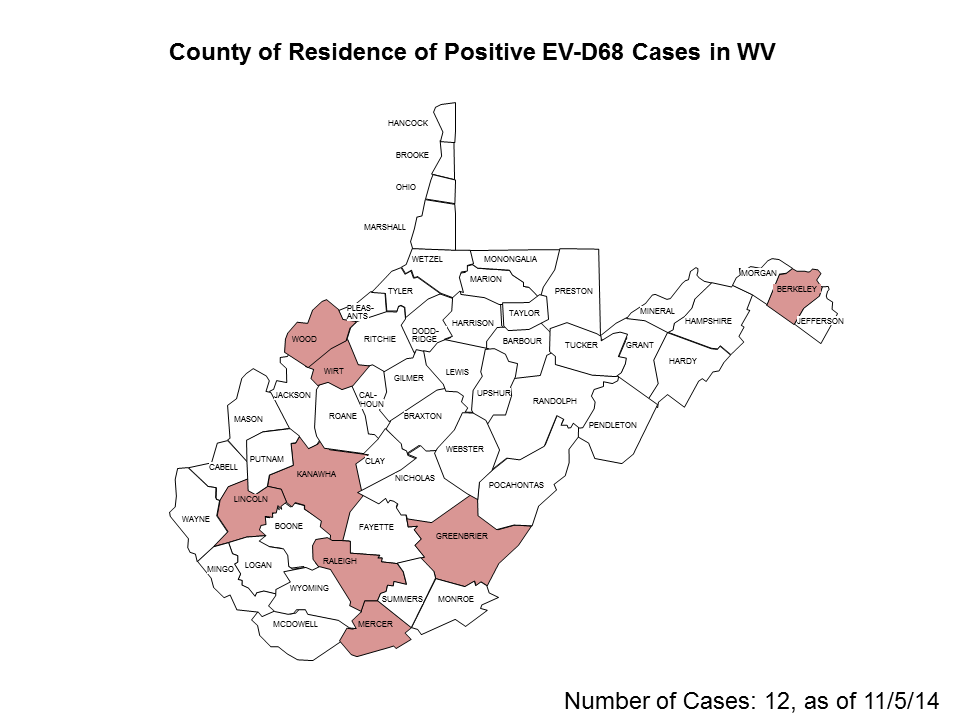 Map of WV Enterovirus Cases
