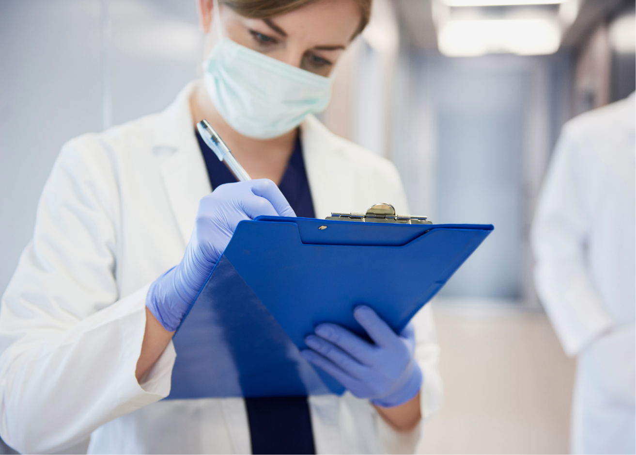 doctor looking at notes