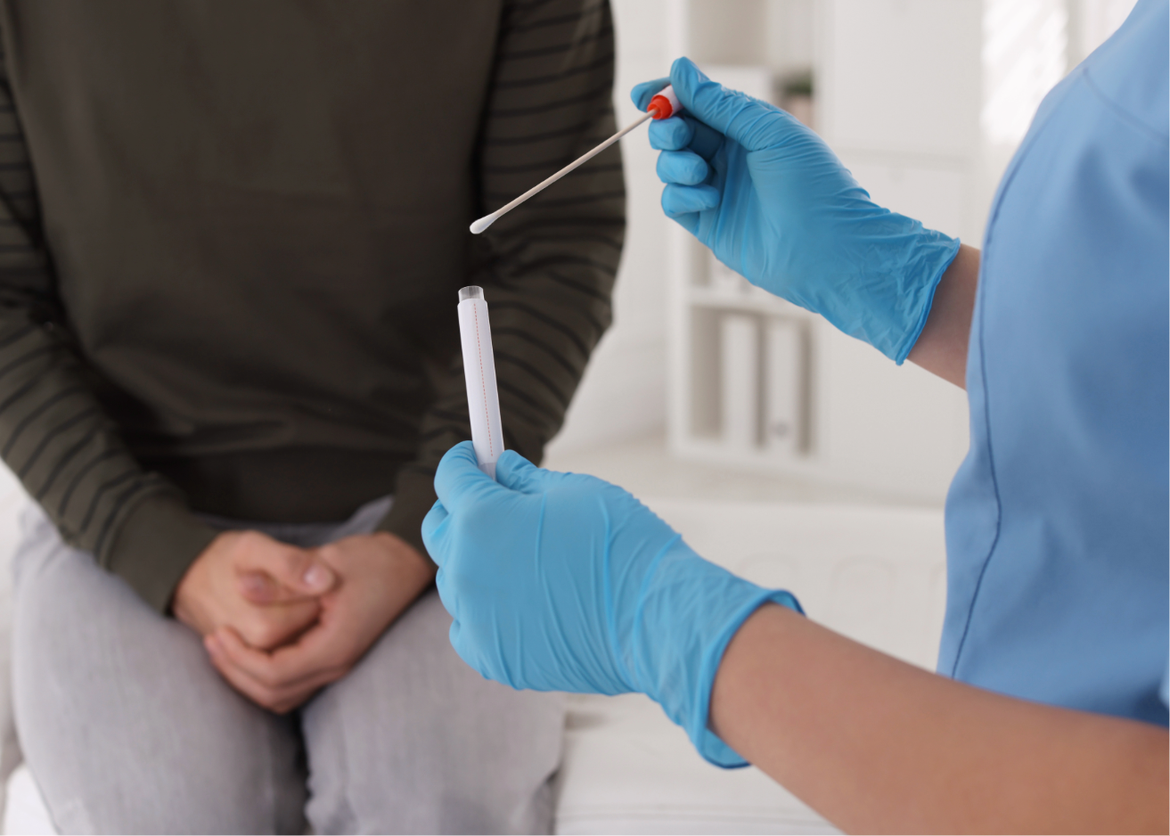 Nurse and Patient with cotton swab