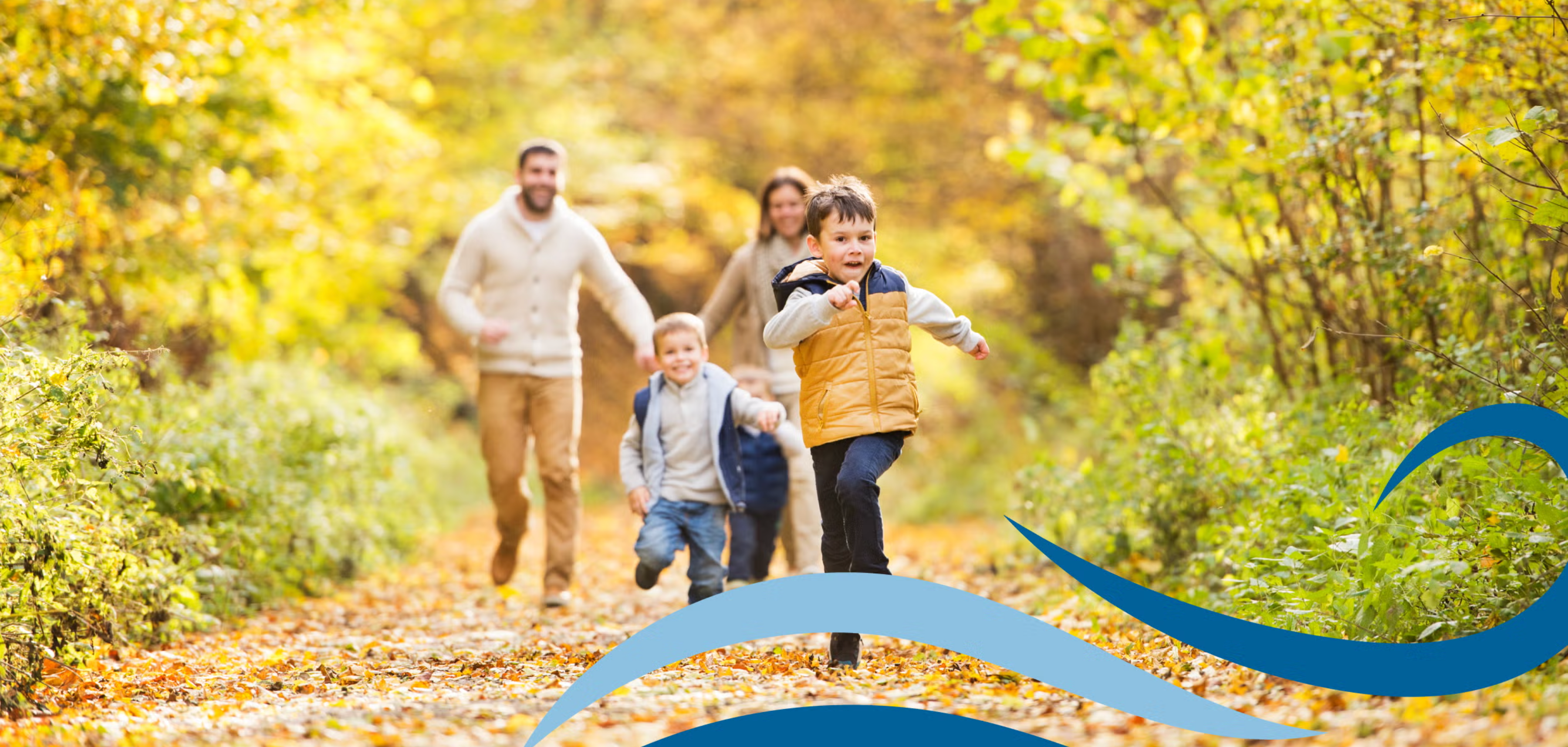 Family walking on trail