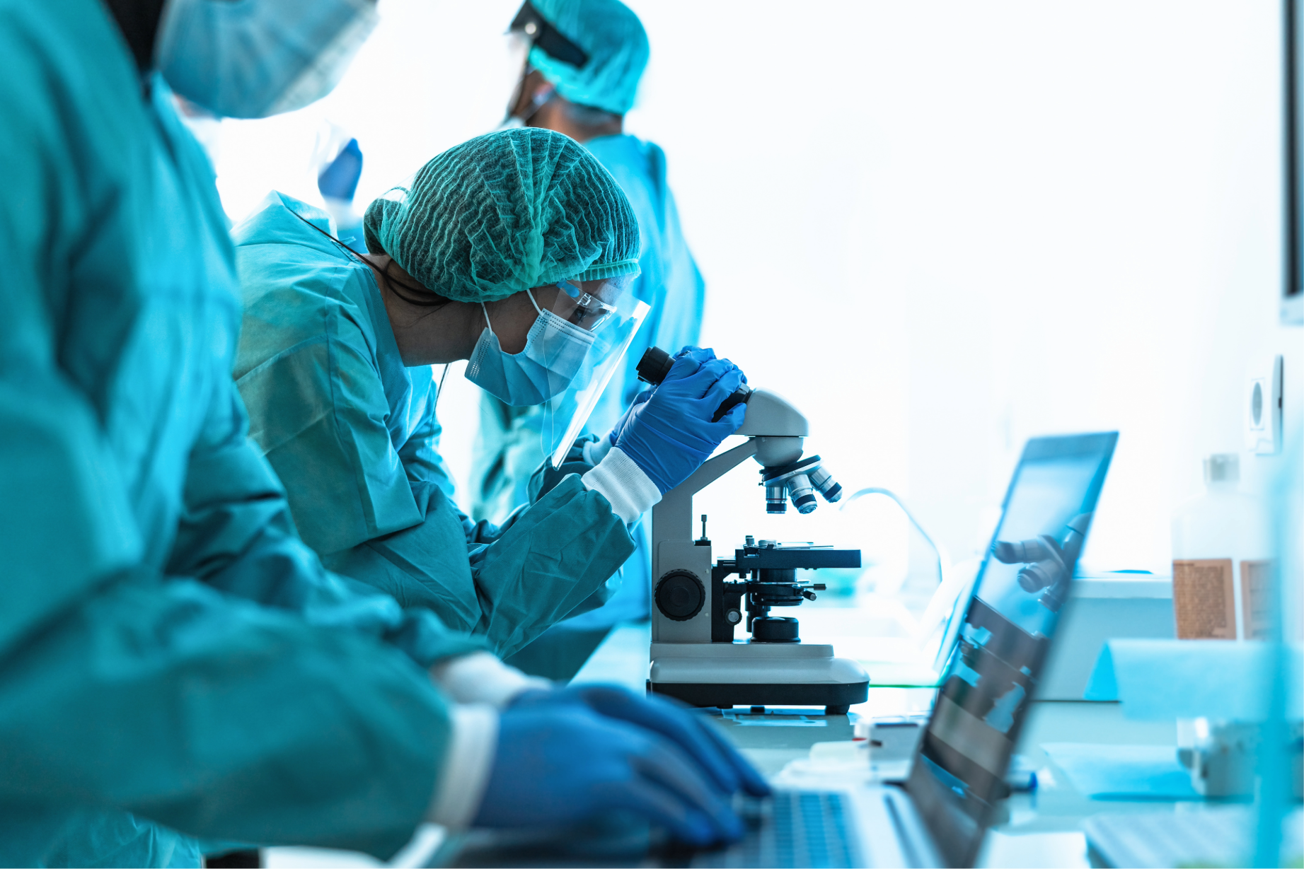 Doctors looking at samples
